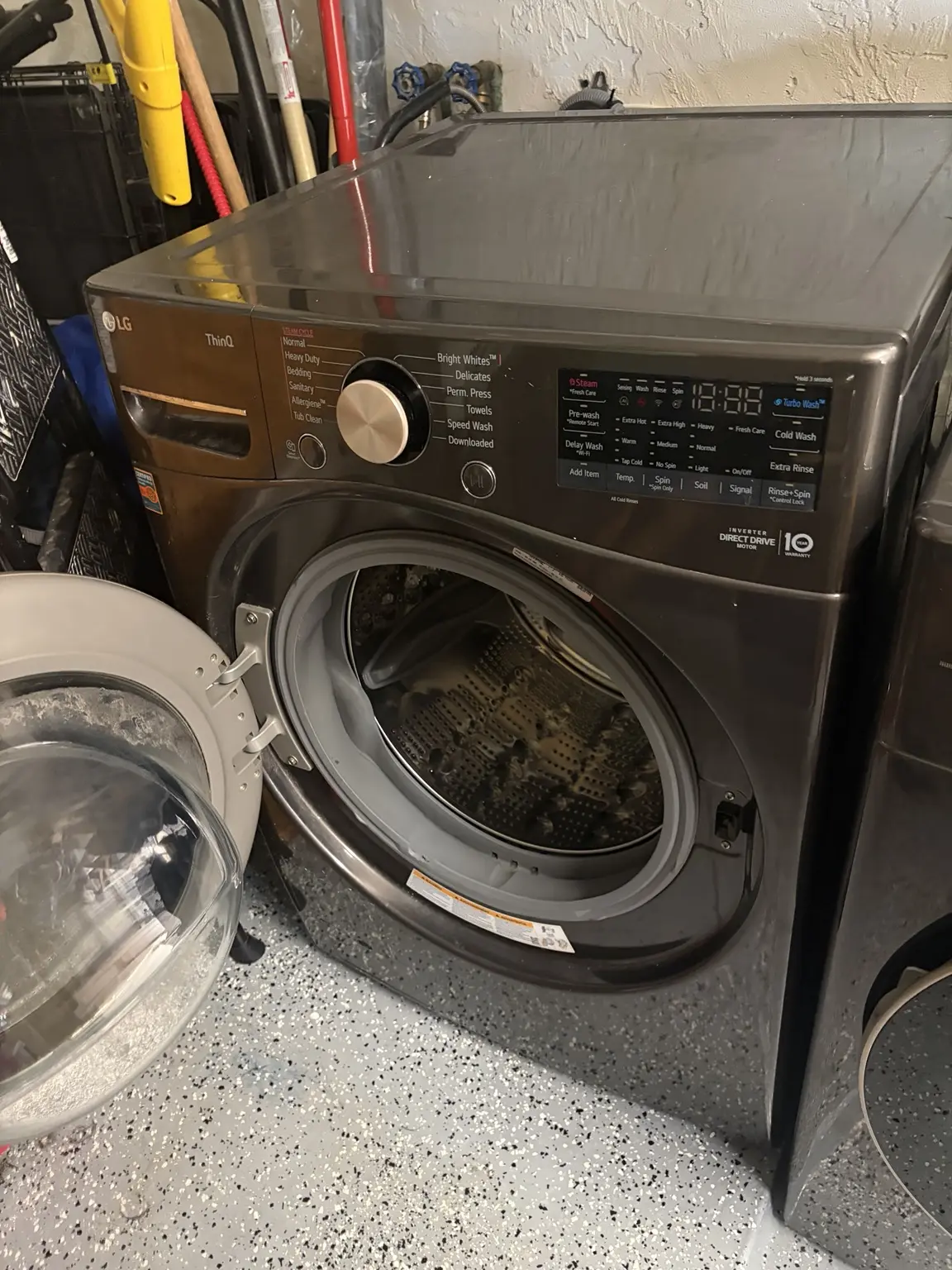 LG ThinQ front-load washer during door gasket replacement in Boca Raton 33433