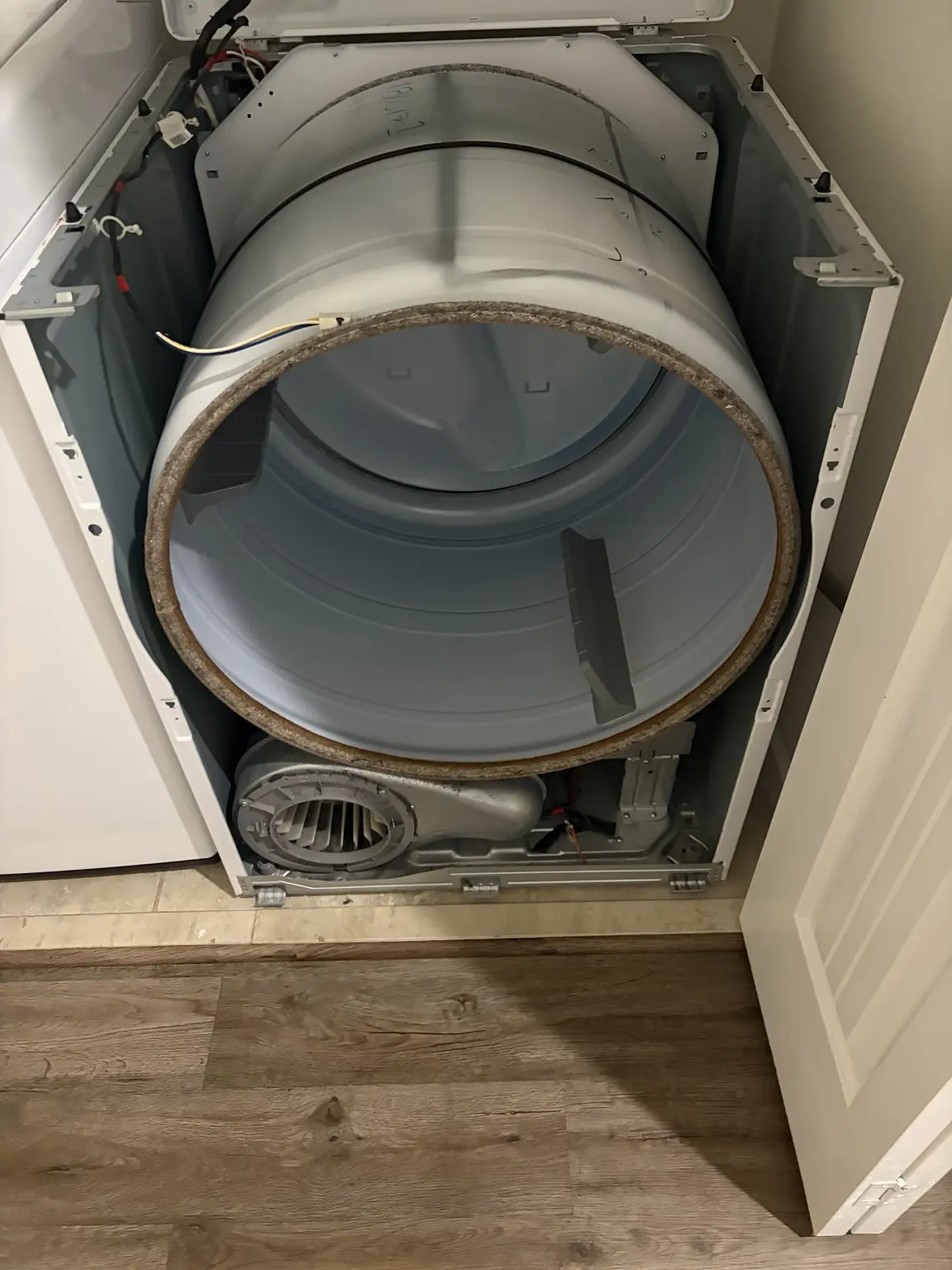 Samsung dryer opened for heating element repair in Deerfield Beach Florida 33441