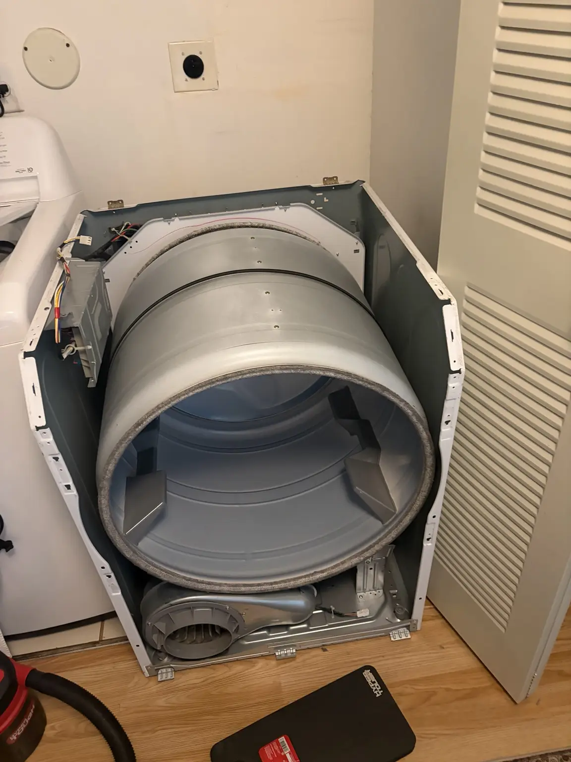 Samsung dryer drum removed during temperature sensor repair in Davie