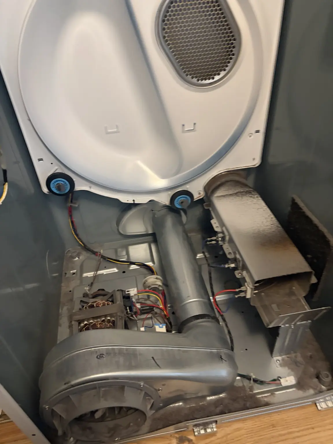 Samsung dryer heater and blower area during internal maintenance in ZIP code 33328
