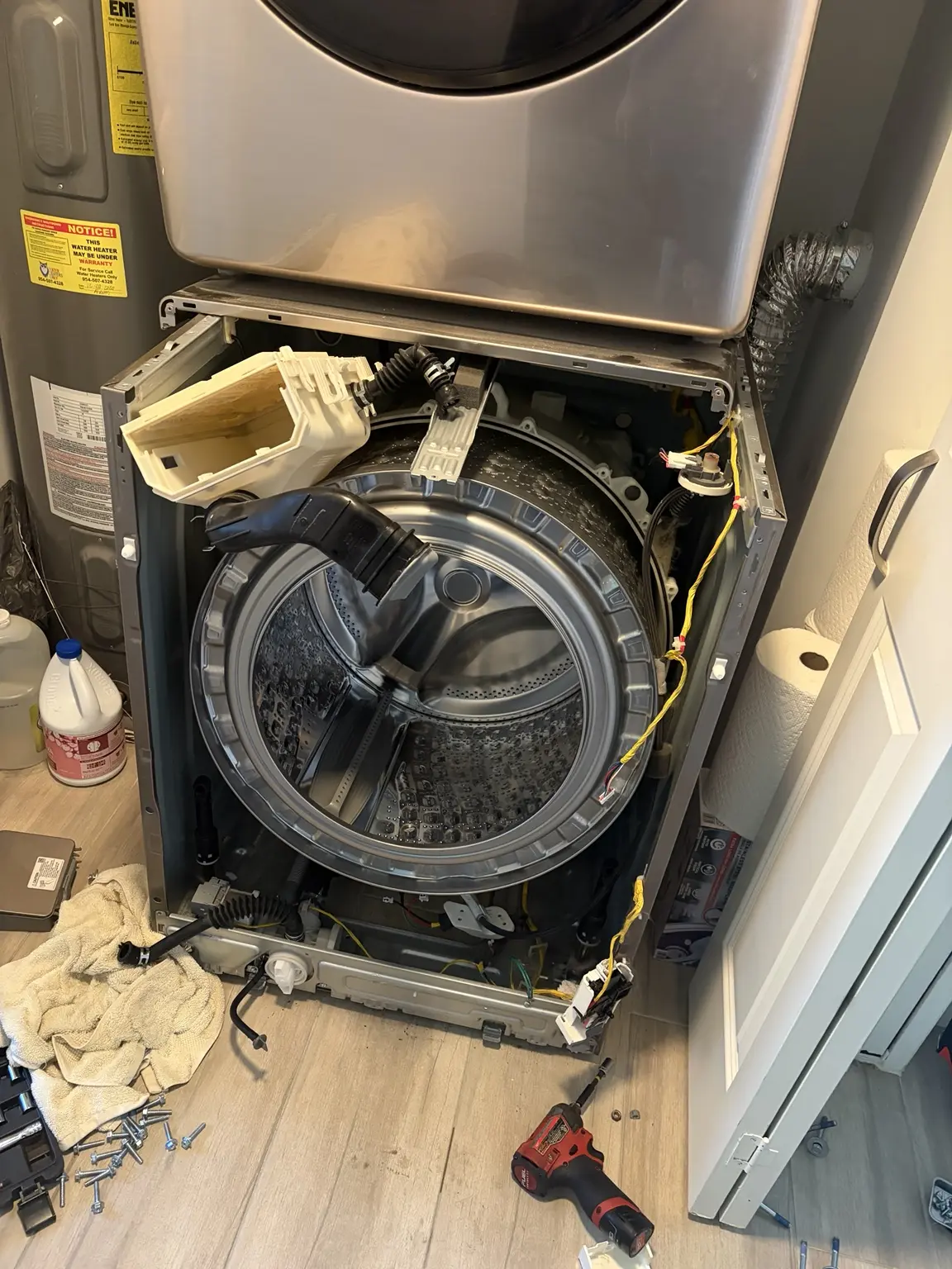 Samsung washer inner drum exposed during front outer tub replacement