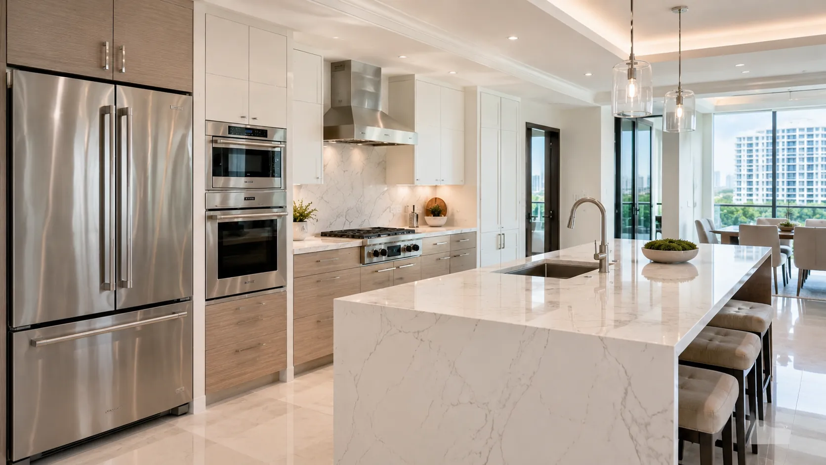 Luxury South Florida kitchen with premium stainless steel appliances