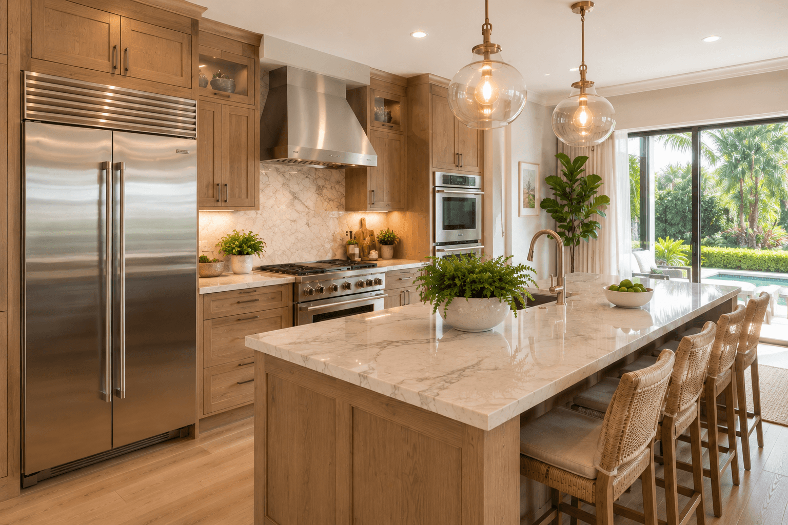 Waterfront West Palm Beach luxury kitchen with premium stainless steel appliances